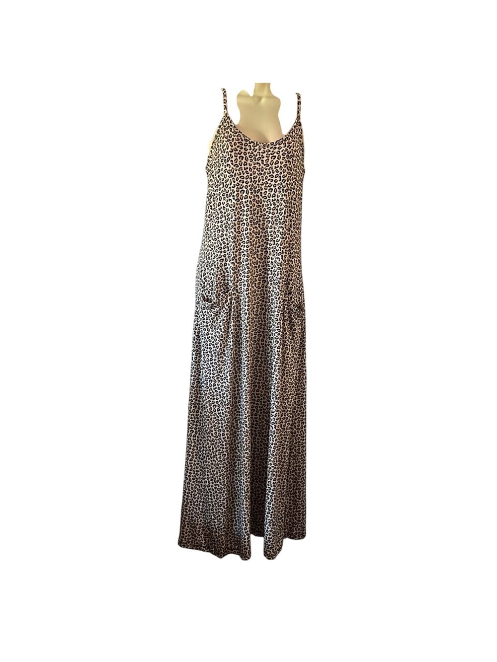 Ink + Ivy Cheetah Print Knit Nightgown Loungewear Woman Size Small Maxi Pockets